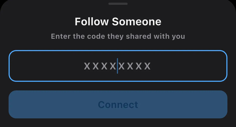 Follow Someone sheet asking for the shared code